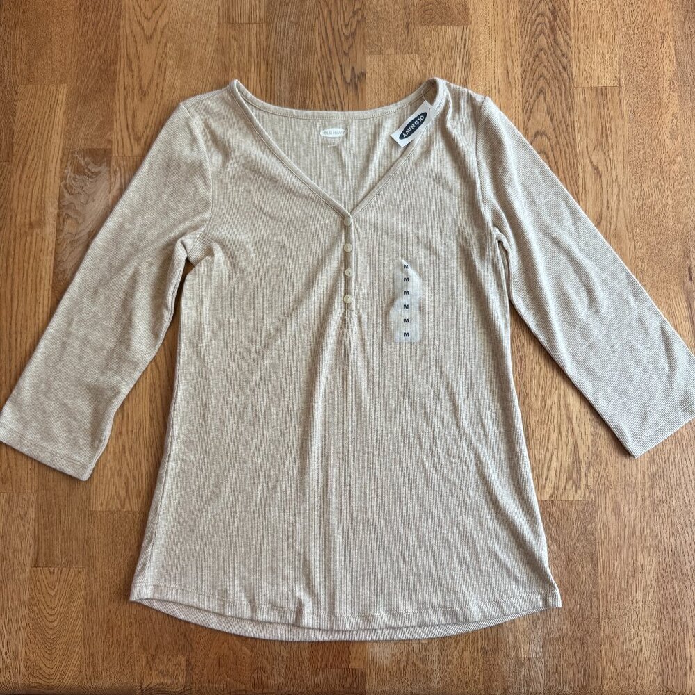 Old Navy Thermal Top Oatmeal Long Sleeve Size Medium NWT